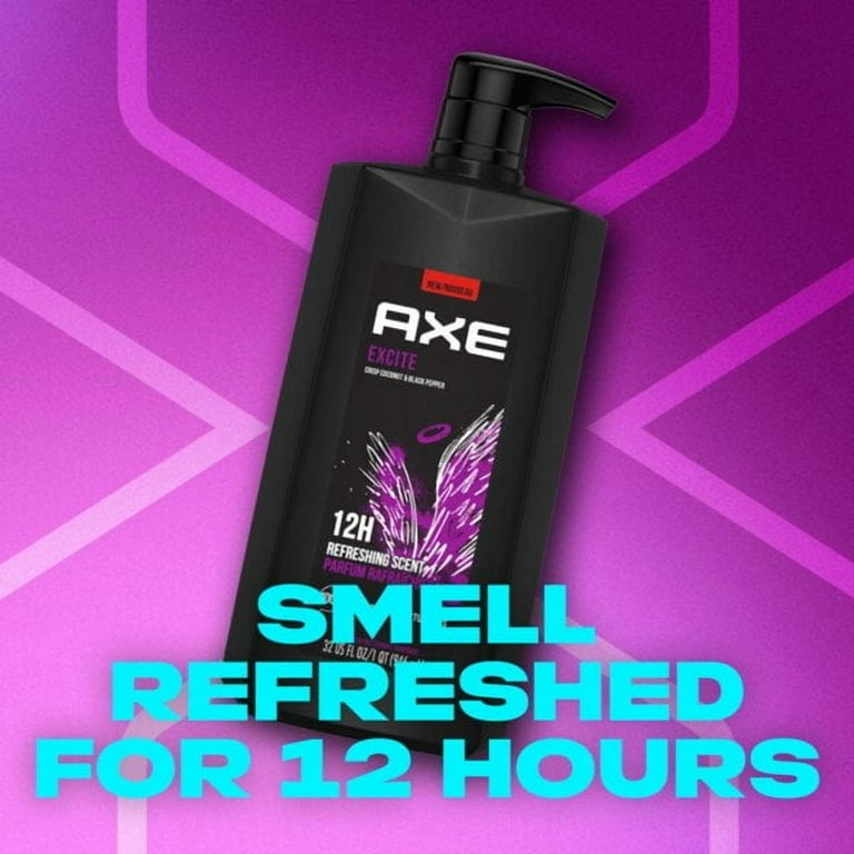 Axe 3in1 Body + Face + Hair Wash Excite Crisp Coconut Black Pepper Scent 1L