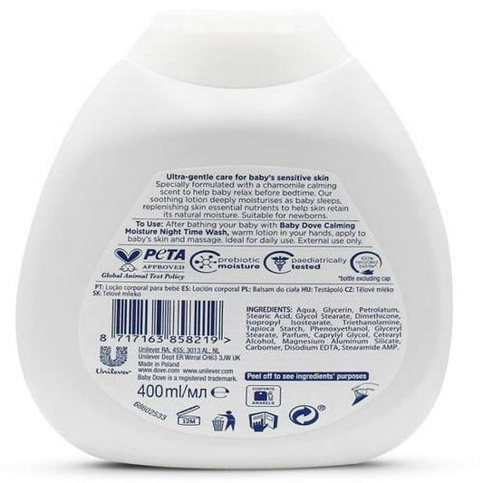 Baby Dove, Night Time Lotion For Sensitive Skin, Calming Moisture - 400 Ml