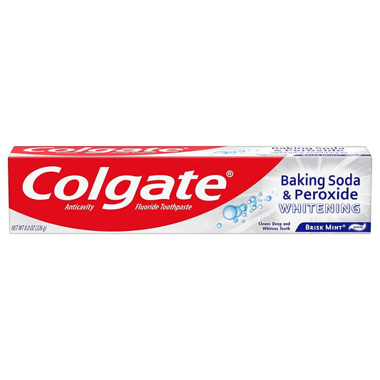 Colgate Baking Soda and Peroxide Whitening Toothpaste, Brisk Mint, 8 oz