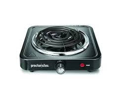 Proctor Silex Single Burner Cooktop with Adjustable Temperature, Portable, Stainless Steel Plate, 34105