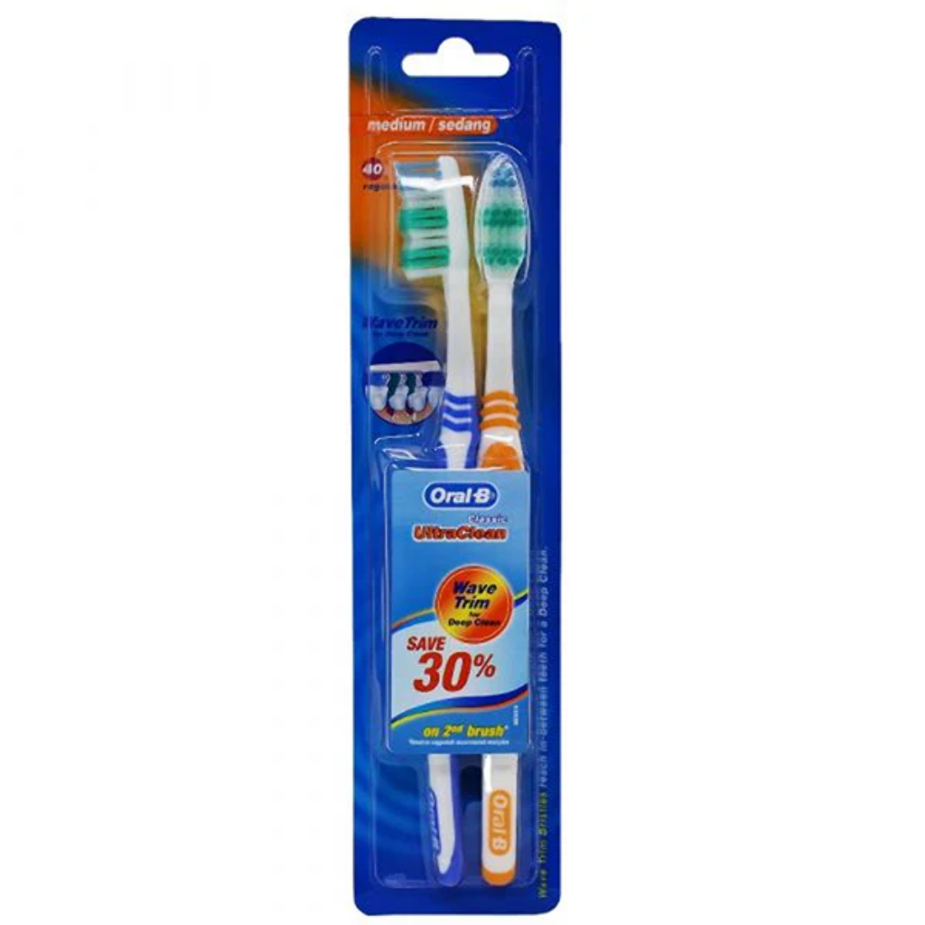 ORAL B CLASSIC ULTRACLEAN TOOTHBRUSH medium 2PK