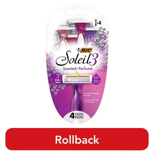 BIC Soleil 3 Scented Women's 3-Blade Disposable Scented Razors, 4 Count