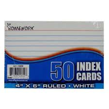 Index Cards White Ruled - 50 Count - 4"" x 6"" Case Pack 48