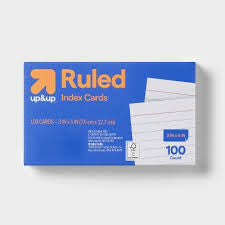 100ct 3" x 5" Ruled Index Cards White - up&upâ„¢: Narrow Ruled Note Cards, Uncoated Paper, 110 Weight, Flashcards