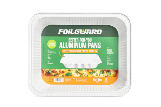 9 x 13 aluminum pans with parchment paper built in 5 pack ￼