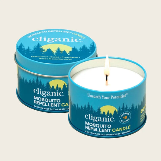 Cliganic Natural Mosquito Repellent Candle (Pack of 2) | Citronella, DEET Free, Essential Oil Infused for Outdoor, Camping | Burns 18 Hours