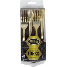 Plastic polish gold forks 20 count
