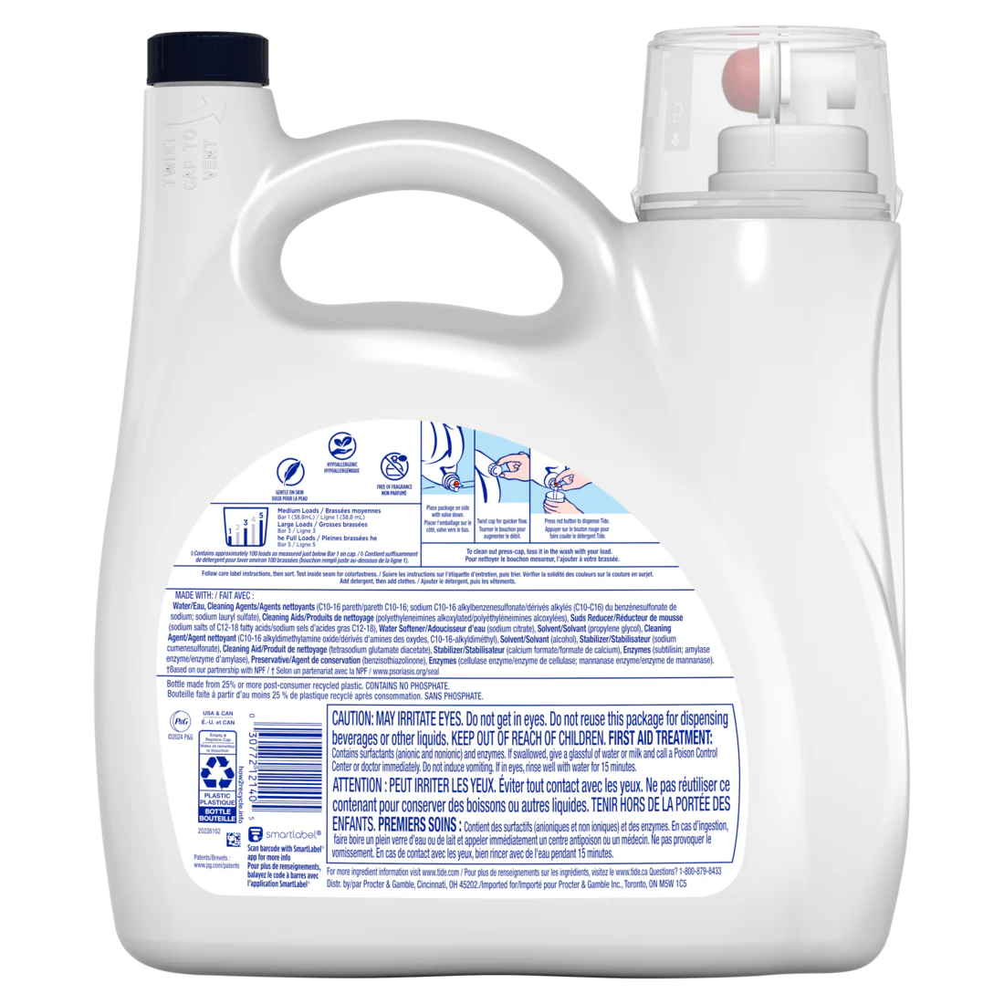 Tide Free & Gentle Liquid Laundry Detergent 100 Loads Tide Laundry Detergent Clean Laundry Detergent - 132oz