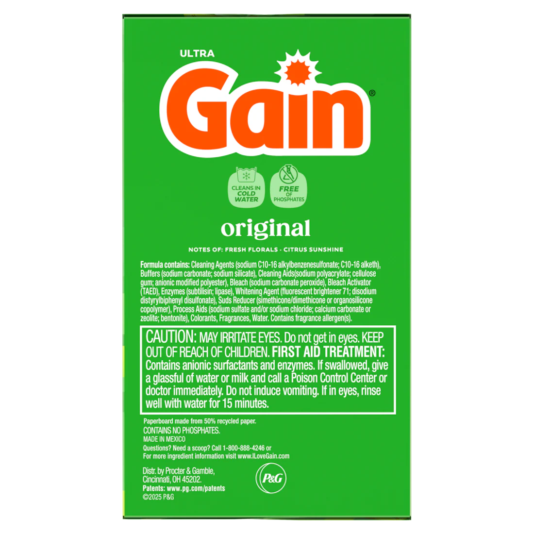 Gain Powder Laundry Detergent Original Scent 133 Loads