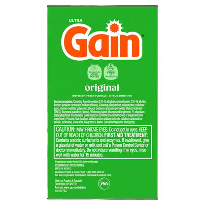 Gain Powder Laundry Detergent Original Scent 133 Loads