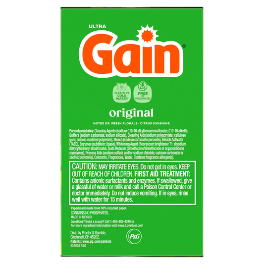 Gain Powder Laundry Detergent Original Scent 133 Loads