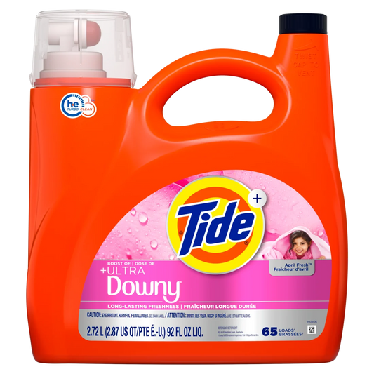 Tide Plus Boost Of Ultra Downy Liquid Laundry Detergent April Fresh Scent 65 Loads Laundry Detergent Liquid With Long-Lasting Freshness - 92oz