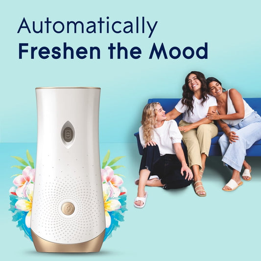 Glade Automatic Spray Air Freshener Starter Kit, 1 Holder and 1 Refill, Aqua Waves, Fragrance Infused with Essential Oils, 6.2 oz