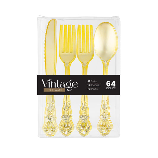 Vintage Flatware Gold Combo (64 Count)