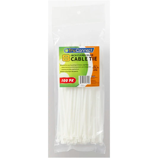 TruConnect Clear Cable Ties 8”