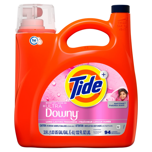 Tide Plus Boost Of Ultra Downy Liquid Laundry Detergent April Fresh Scent 94 Loads Laundry Detergent Liquid With Long-Lasting Freshness - 132oz