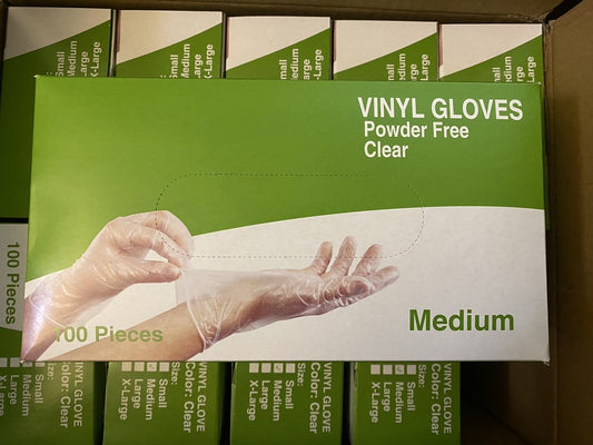 Vinyl Gloves | Latex Free | Powder Free | Clear Color |Medium Size