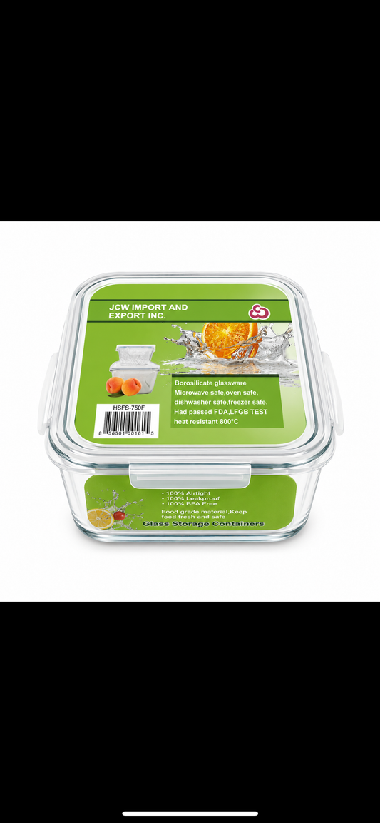 Square food container glass