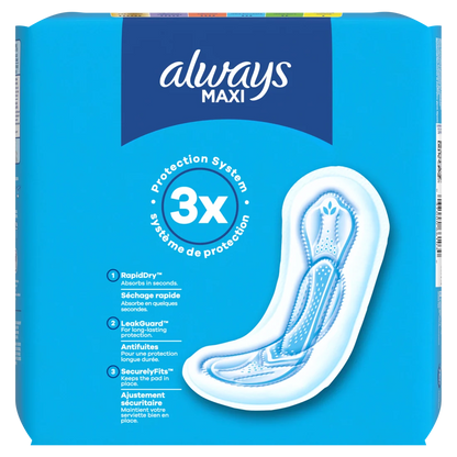 Always Maxi Feminine Pads Without Wings For Women Size 1 Regular Absorbency Unscented - 48ct