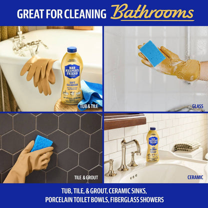 Bar Keepers Friend Non Bleach Soft Cleanser, Multipurpose Household Cleanser & Polish for Kitchen, Bath, Cookware & Outdoors - 26oz