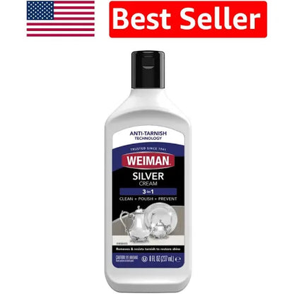 Weiman Silver Cream Cleaner 3-in-1, Anti-Tarnish - Silverware Polish & Cleaner