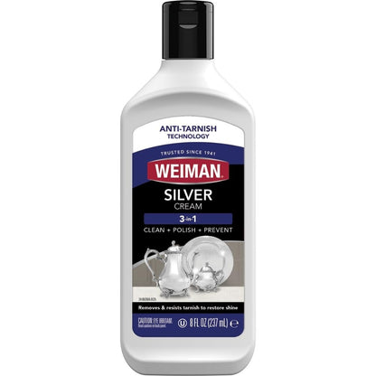 Weiman Silver Cream Cleaner 3-in-1, Anti-Tarnish - Silverware Polish & Cleaner