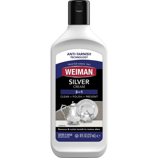 Weiman Silver Cream Cleaner 3-in-1, Anti-Tarnish - Silverware Polish & Cleaner