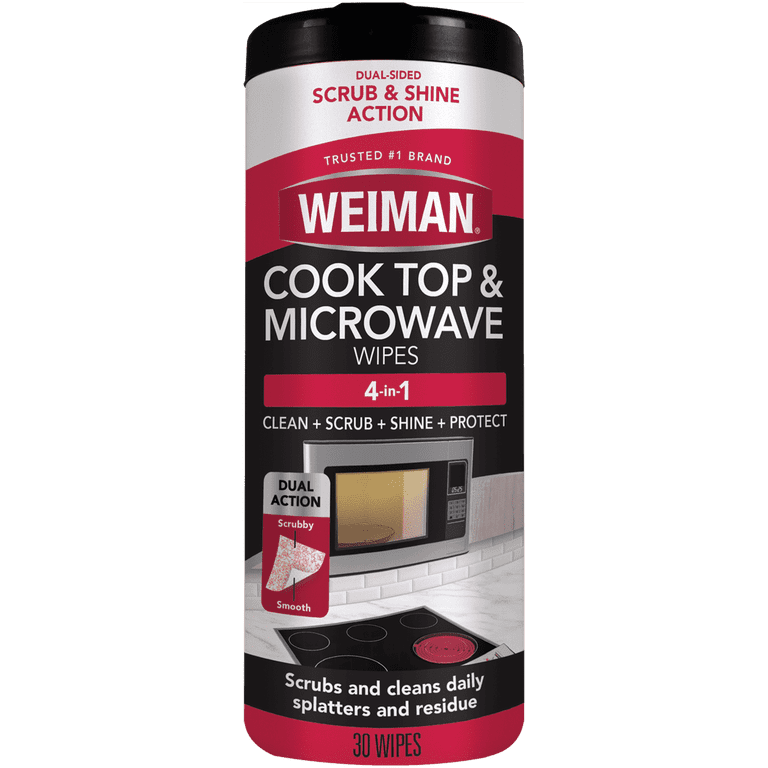 Weiman Cooktop & Microwave Cleaning Wipes - Disposable Household Cleaner - 30 Count