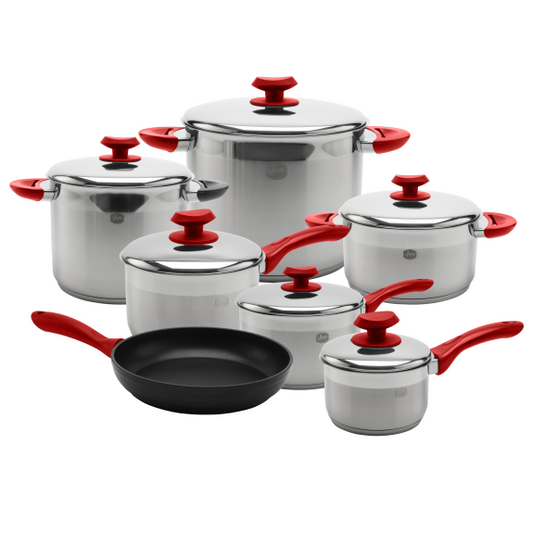 YBM home high-quality stainless steel pot set 13 piece cookware ￼