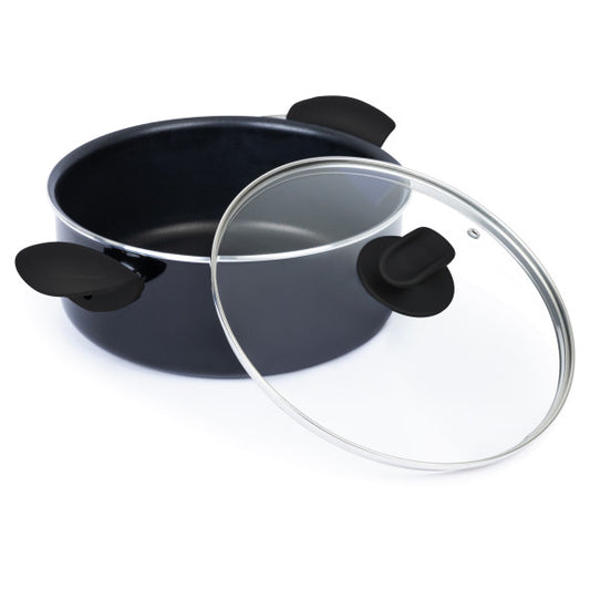 High-quality nonstick stock pot 6.7 quarts black handles ￼