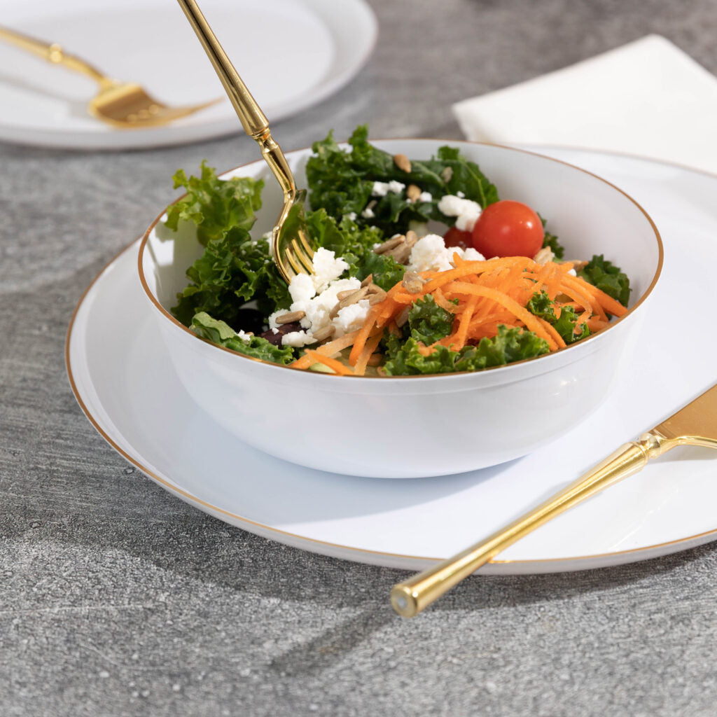 Edge 16 oz Bowls White Gold Rim (10 count)