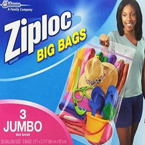 Ziploc Big Bags Clothes and Blanket Storage Bags for Closet Organization, Protects from Moisture, Jumbo, 3 Count