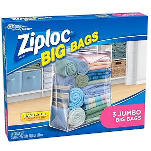 Ziploc Big Bags Clothes and Blanket Storage Bags for Closet Organization, Protects from Moisture, Jumbo, 3 Count