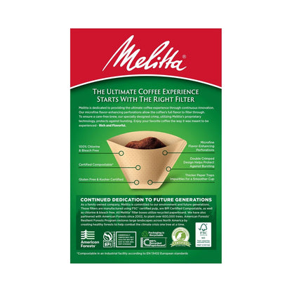 Melitta Natural Brown #4 Coffee Filter 100ct: Paper Filters for 8-12 Cup Drip Coffee Makers, Disposable, 6"x4"