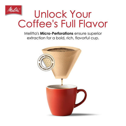Melitta Natural Brown #4 Coffee Filter 100ct: Paper Filters for 8-12 Cup Drip Coffee Makers, Disposable, 6"x4"