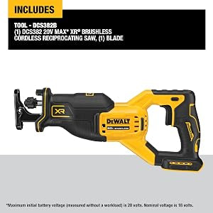 DEWALT 20V MAX* Reciprocating Saw, Cordless, 2-Finger Variable Trigger, Keyless Blade Clamp, Tool Only