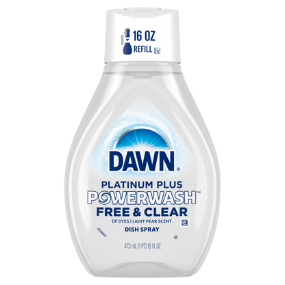 Dawn Powerwash Free & Clear Spray Dish Soap Dishwashing Liquid Light Pear Refill - 16oz