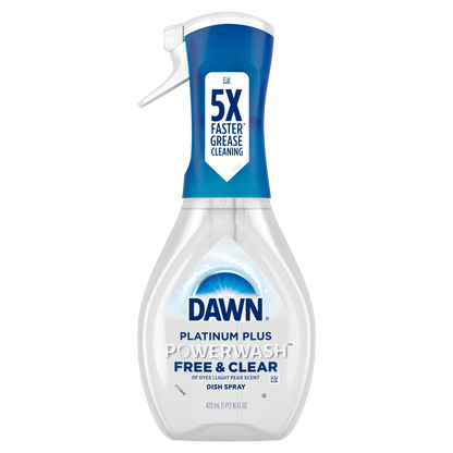 Dawn Powerwash Free & Clear Spray Dish Soap Dishwashing Liquid Light Pear 1 Starter Kit - 16oz