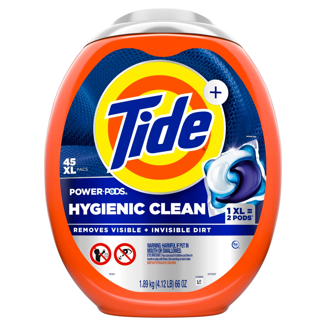 Tide Hygienic Clean Power PODS Laundry Detergent with Original Scent Removes Visible and Invisible Dirt laundry soap detergent pacs - 45ct