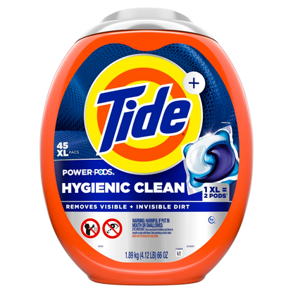 Tide Hygienic Clean Power PODS Laundry Detergent with Original Scent Removes Visible and Invisible Dirt laundry soap detergent pacs - 45ct