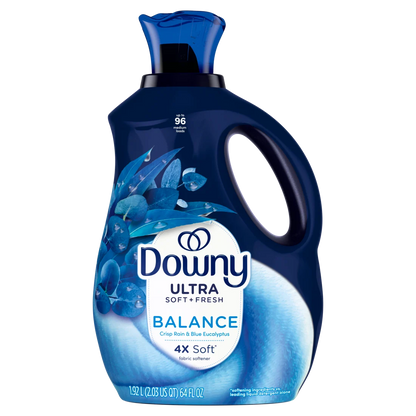 Downy Ultra Soft Plus Fresh Fabric Softener Liquid Balance Crisp Rain & Blue Eucalyptus 96 Loads Downy Fabric Softener Laundry Softener - 64oz