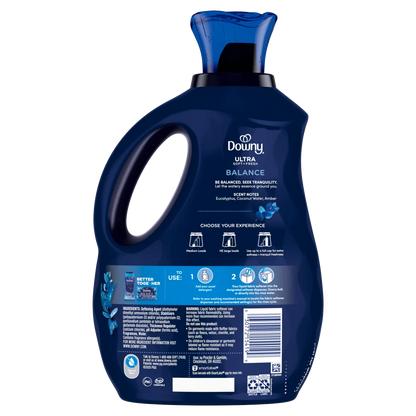 Downy Ultra Soft Plus Fresh Fabric Softener Liquid Balance Crisp Rain & Blue Eucalyptus 96 Loads Downy Fabric Softener Laundry Softener - 64oz