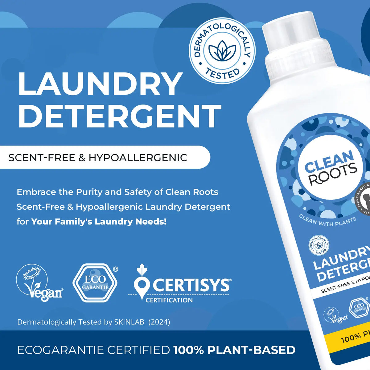 Laundry Detergent | Scent-Free & Hypoallergenic | 33.8 Fl oz