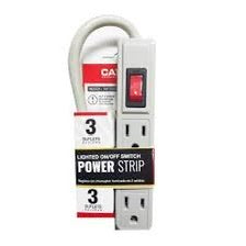 POWER STRIP-3/PLUG-PLASTIC- NO SURGE