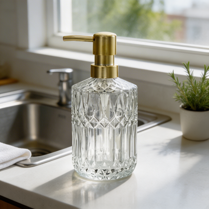 Facet Glass Soap Dispenser: Grey