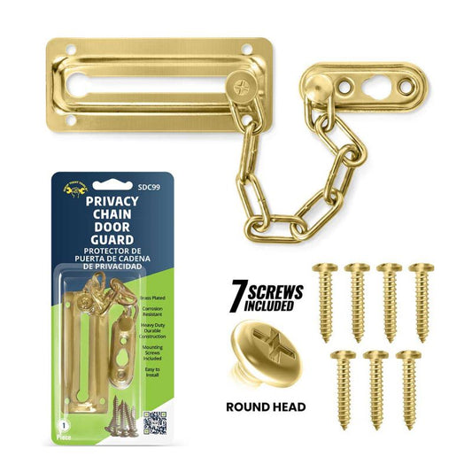 Chain Door Guard, Brass Coated For Corrosion Resistance