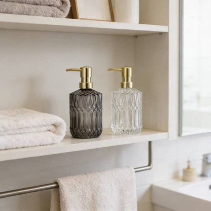 Facet Glass Soap Dispenser: Grey