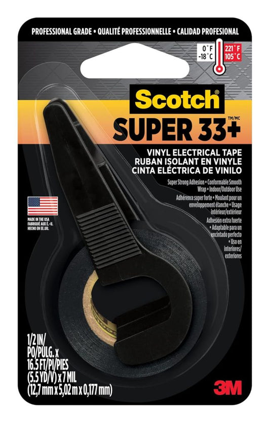 SCOTCH SUPER 33+ ELECTRICAL TAPE-0.5″ x 16.5′ CARDED