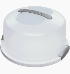 CAKE SERVER, WHT W/LID  (M)