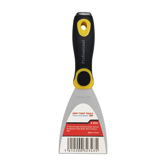 3" Stiff Stainless Steel Soft Grip paint Scraper
